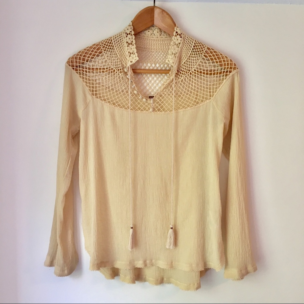 Free People Crotchet Top in Pale Yellow S/P